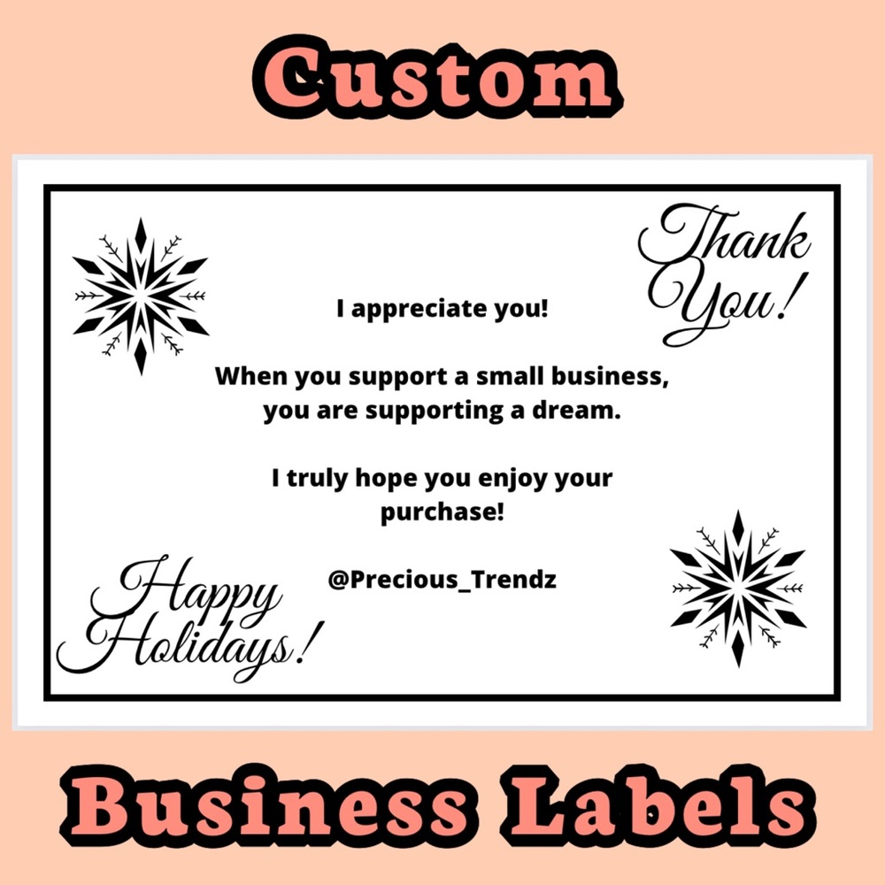Custom Business Labels | 50 PCS | Thermal Labels | Black White | Stickers